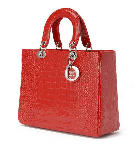 replica jumbo lady dior crocodile leather bag 6322 red